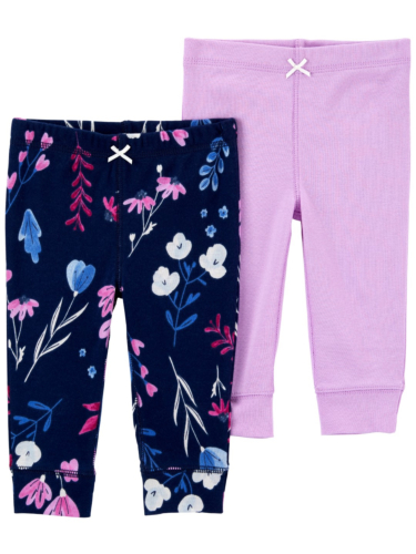 זוג מכנסיים פרחוני/חלק