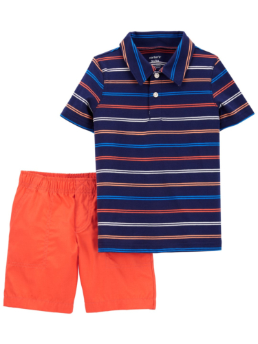 סט פולו פסים ומכנס