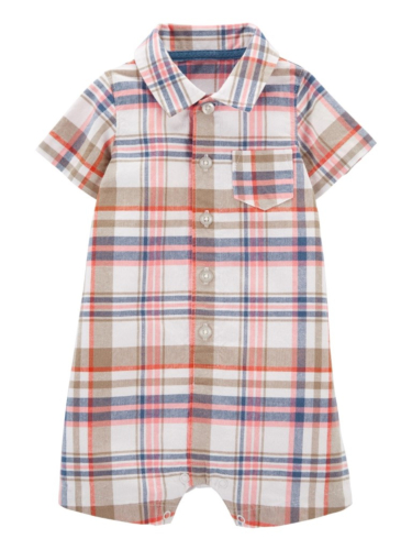 אוברול קצר אריג משובץ