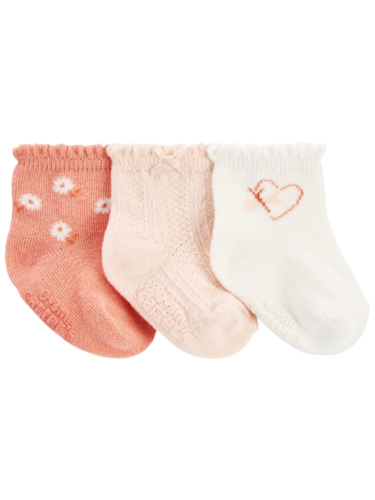 שלישיית גרביים פרחים לב