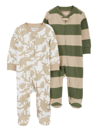 זוג אוברולים ארוכים דינוזאור/פסים