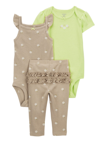 זוג בגדי גוף ומכנס פרחים קטנים