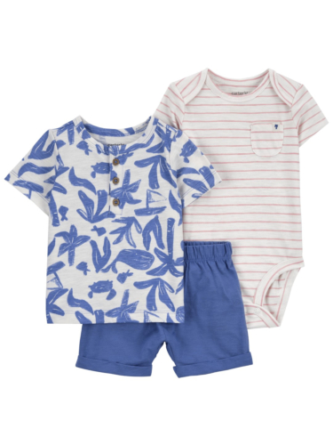 סט 3 חלקים כחול לויתנים