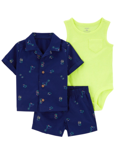 סט 3 חלקים מכופתרת איורים