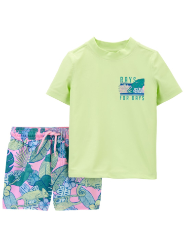 בגד ים 2 חלקים שרוול קצר פרחים