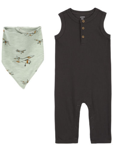 סט אוברול ללא שרוול וסינר בנדנה