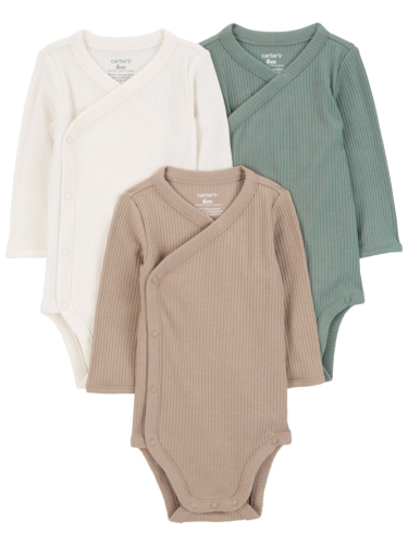 שלישיית בגדי גוף מעטפת ריב חלק