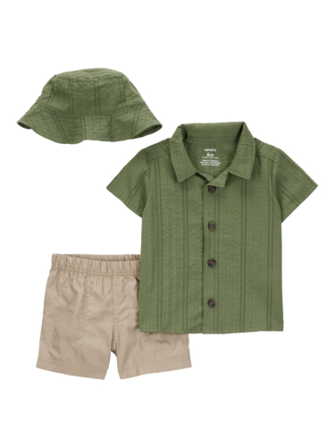 חליפה 3 חלקים טקסטורה ירוק