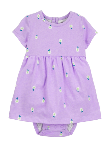 שמלת בגד גוף סגולה פרחים קטנים