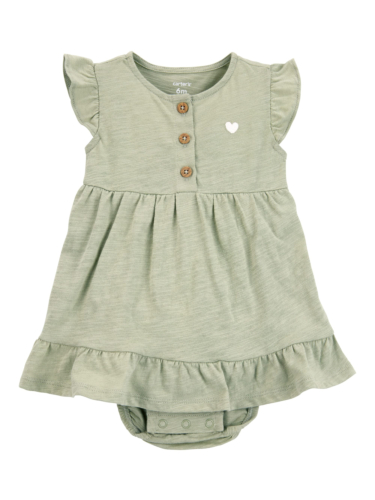 שמלת בגד גוף כיווצים זית