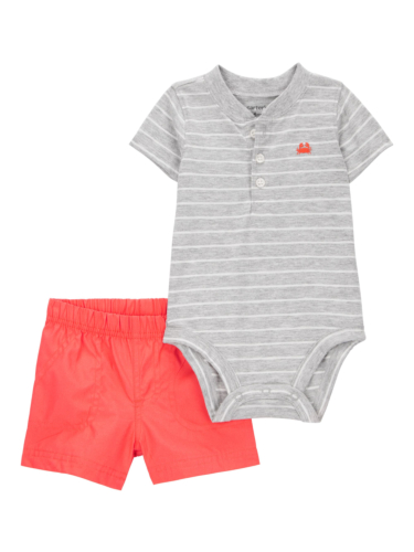 סט 2 חלקים פסים קצר