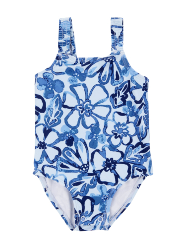 בגד ים שלם כחול פרחים