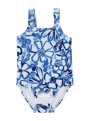 בגד ים שלם כחול פרחים