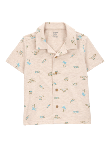 חולצה קצרה מכופתרת דפוסי ים