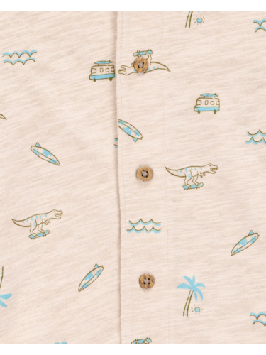 חולצה קצרה מכופתרת דפוסי ים