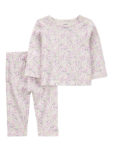 חליפת 2 חלקים פרחים סגולה