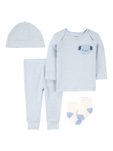 חליפת 4 חלקים כוללת כובע וגרביים כחול