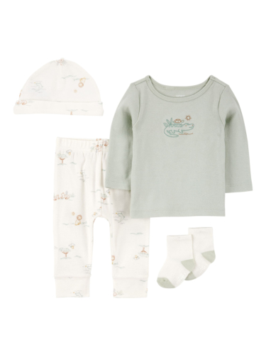 מארז 4 חלקים כולל כובע וגרביים חיות