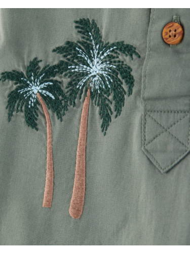 אוברול אריג קצר דקלים