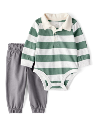 חליפת 2 חלקים פולו פסים