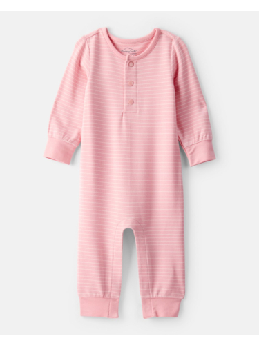 אוברול ויסקו אלסטן ללא רגלית פסים ורוד