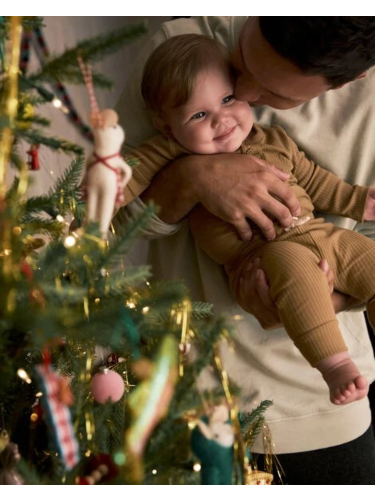 זוג מכנסיים ריב נייבי/מוקה