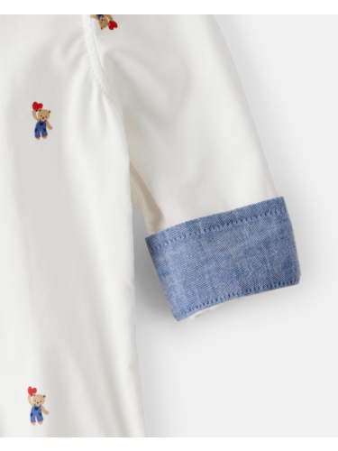 בגד גוף אריג לבן רקום