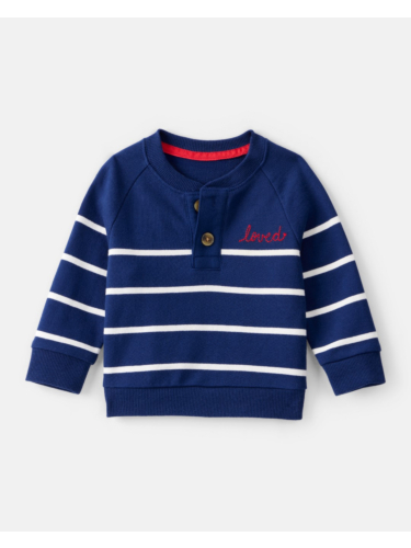 סווטשירט פסים נייבי לבן