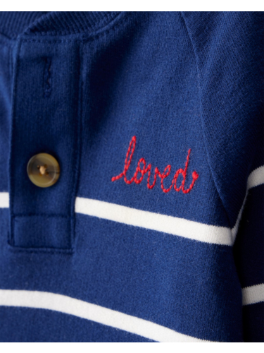 סווטשירט פסים נייבי לבן