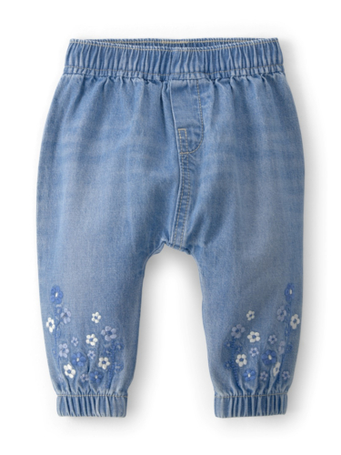 מכנס ג'ינס רקום פרחים