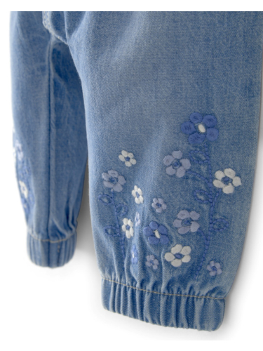 מכנס ג'ינס רקום פרחים