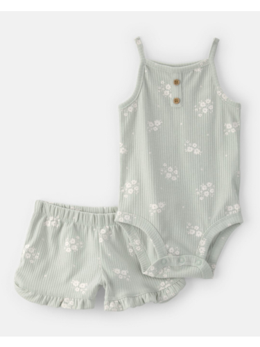 חליפת 2 חלקים ללא שרוול פרחים קטנים