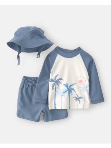 סט בגד ים 3 חלקים ארוך הדפס דקלים