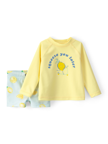 בגד ים 2 חלקים שרוול ארוך לימונים