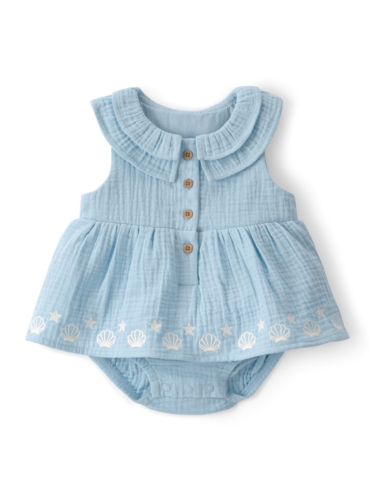 שמלת בגד גוף טטרה כחולה רקומה