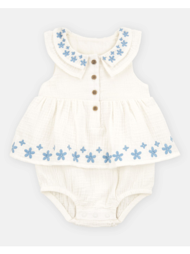 שמלת בגד גוף טטרה לבנה רקומה