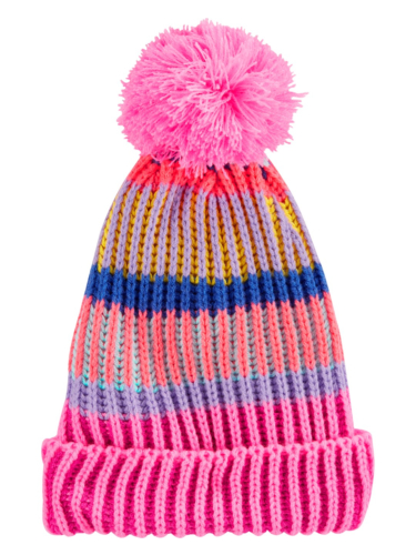 כובע פונפון צבעוני פסים