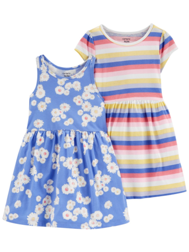 זוג שמלות פרחים/פסים