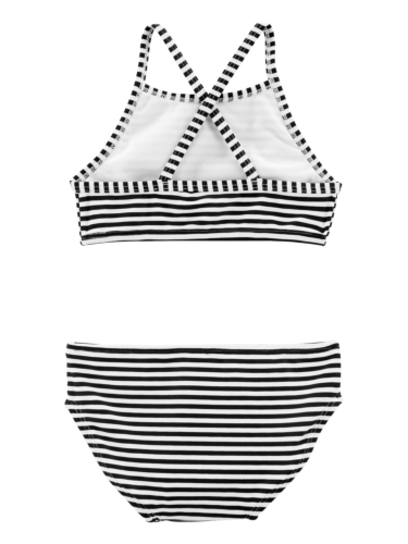 בגד ים 3 חלקים פרח שחור לבן