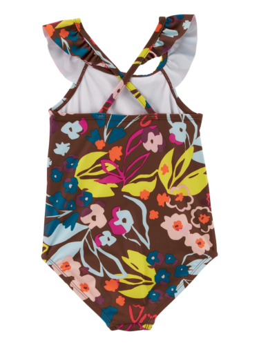 בגד ים שלם פרחוני חום