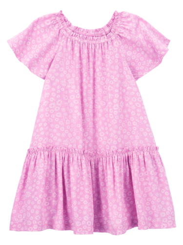 שמלת ויסקוזה פרחים ורוד