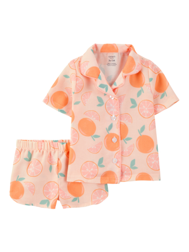 פיג'מת 2 חלקים כפתורים תפוזים