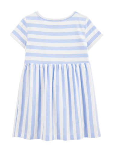 שמלת סריג תכלת לבן