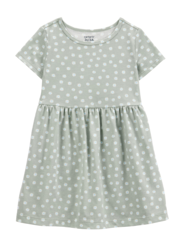 שמלת סריג פרחונית זית