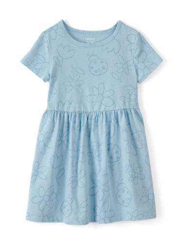 שמלת פרחים חיפושיות כחולה קצרה