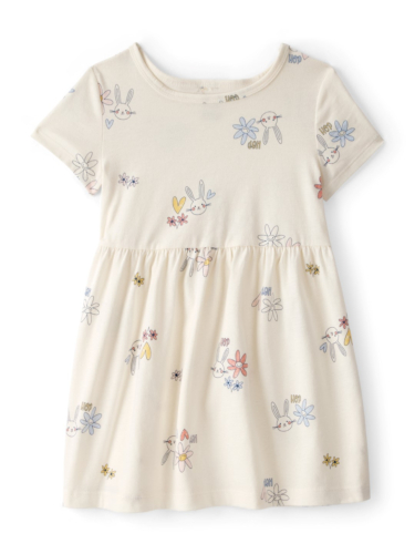 שמלת פרחים שמנת קצרה