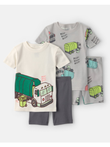 פיג'מה 4 חלקים משאיות