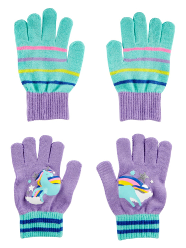 זוג כפפות פסים חד קרן