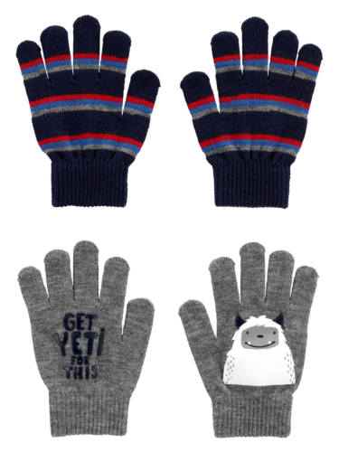 זוג כפפות אפור/פסים