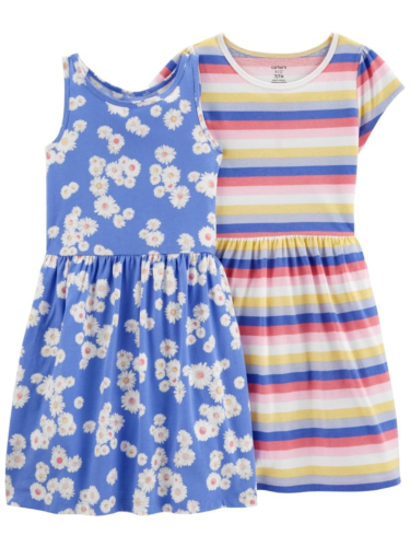 זוג שמלות פרחים/פסים